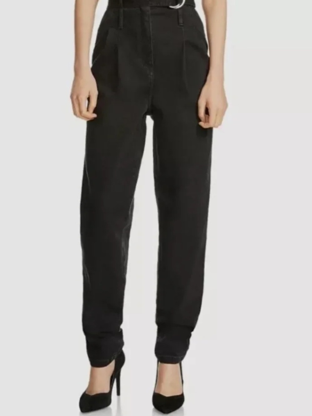 Maje Taper Leg Pleated High Rise Jeans Parisso black Size 38/M